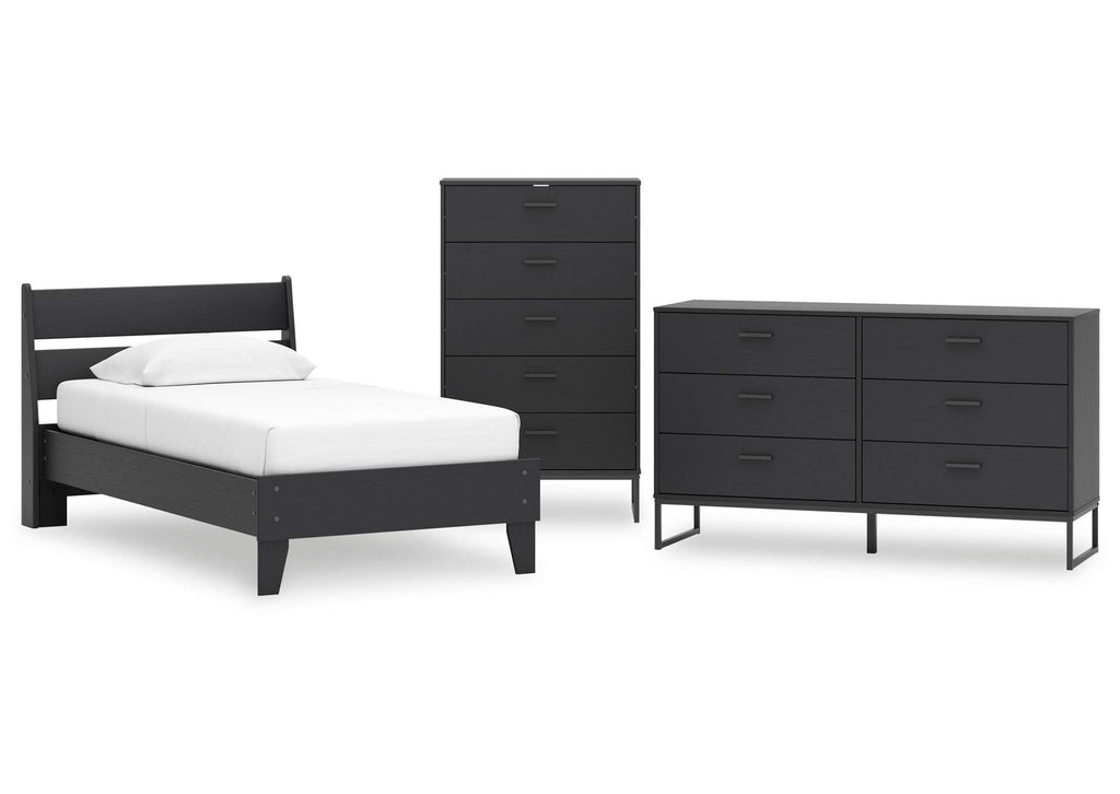 Socalle Twin Panel Platform Bed, Dresser and Chest
