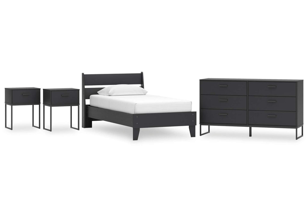 Socalle Twin Panel Platform Bed, Dresser and 2 Nightstands
