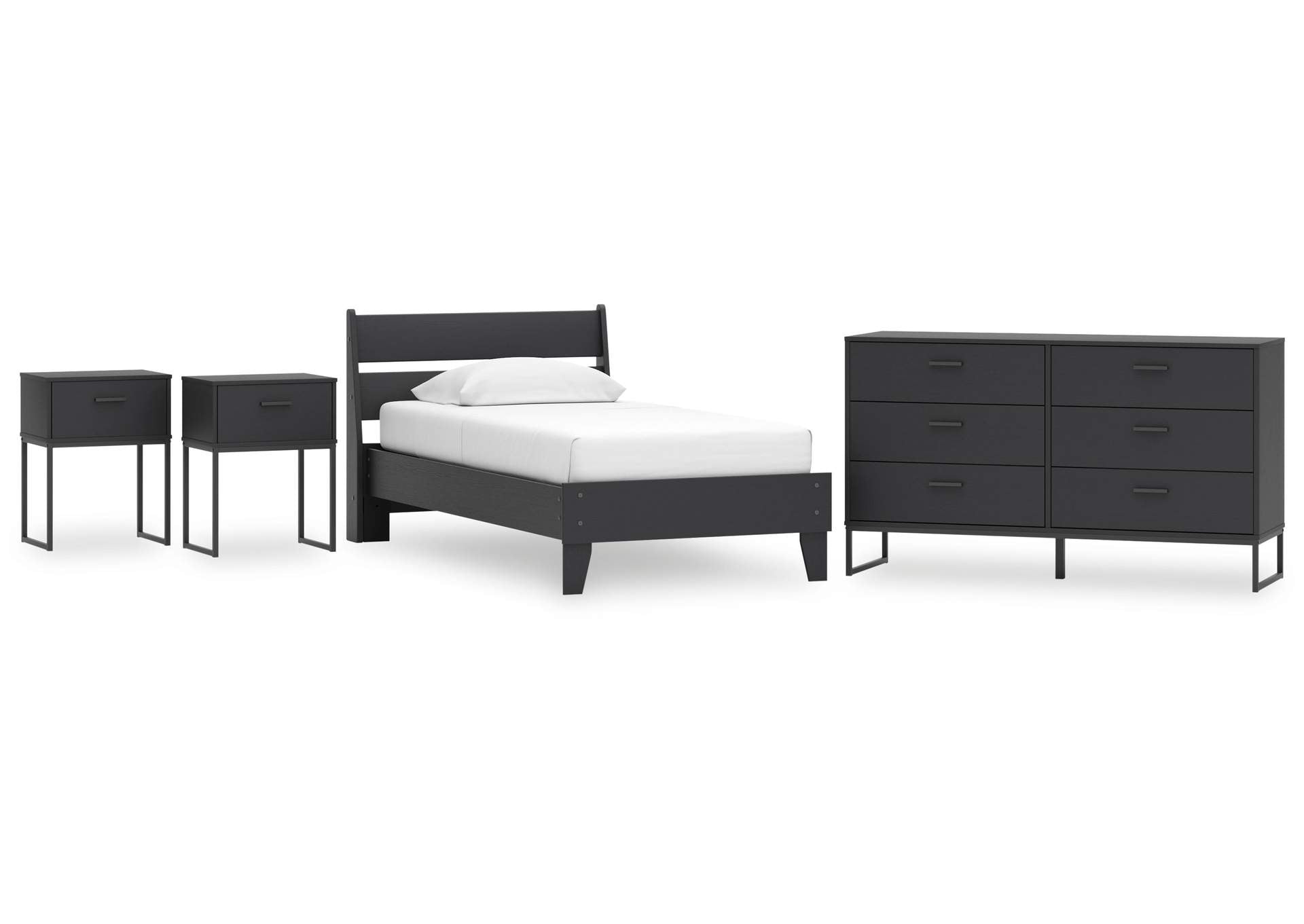 Socalle Twin Panel Platform Bed, Dresser and 2 Nightstands