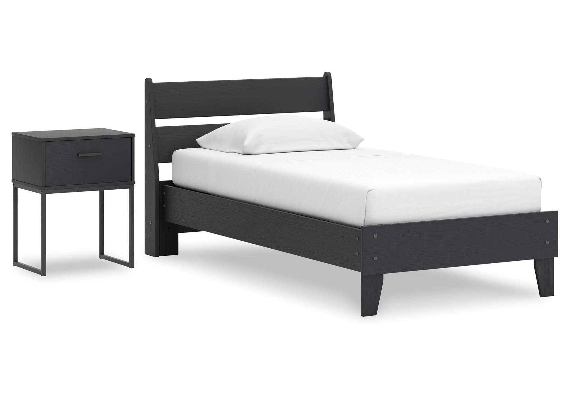 Socalle Twin Panel Platform Bed and Nightstand