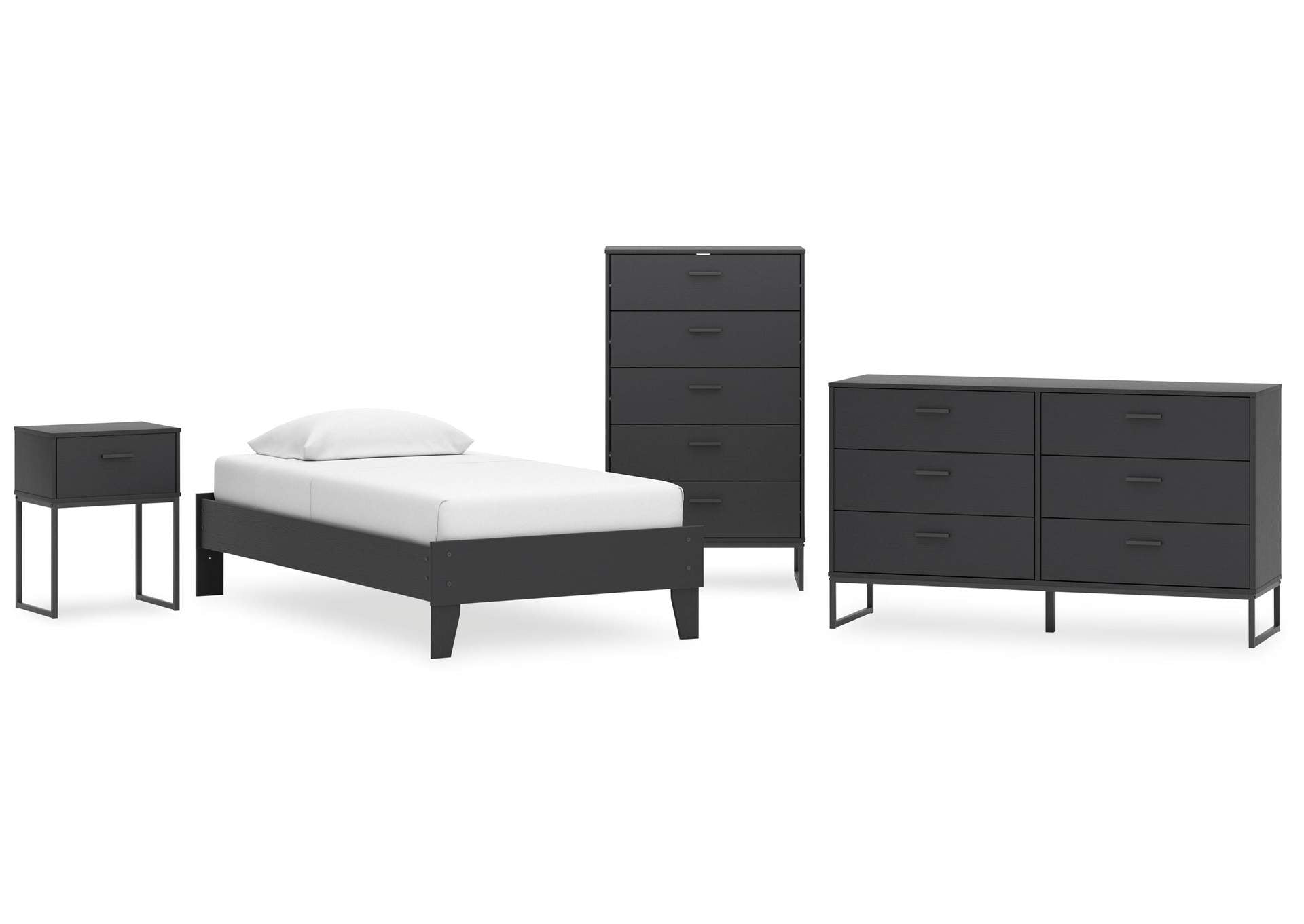 Socalle Twin Platform Bed, Dresser, Chest and Nightstand