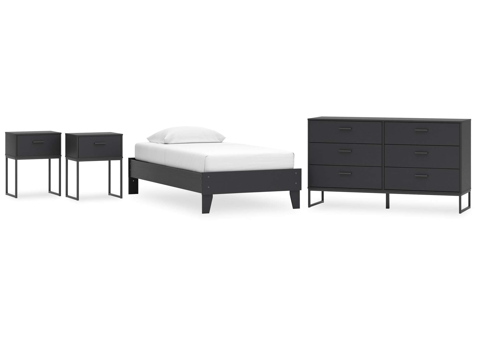 Socalle Twin Platform Bed, Dresser and 2 Nightstands