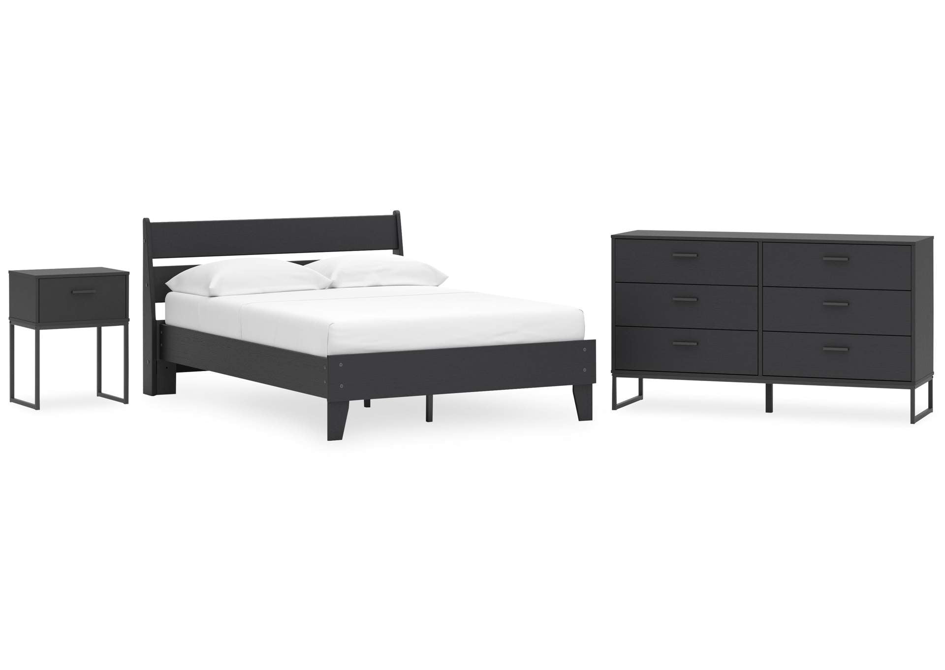Socalle Full Panel Platform Bed, Dresser and Nightstand