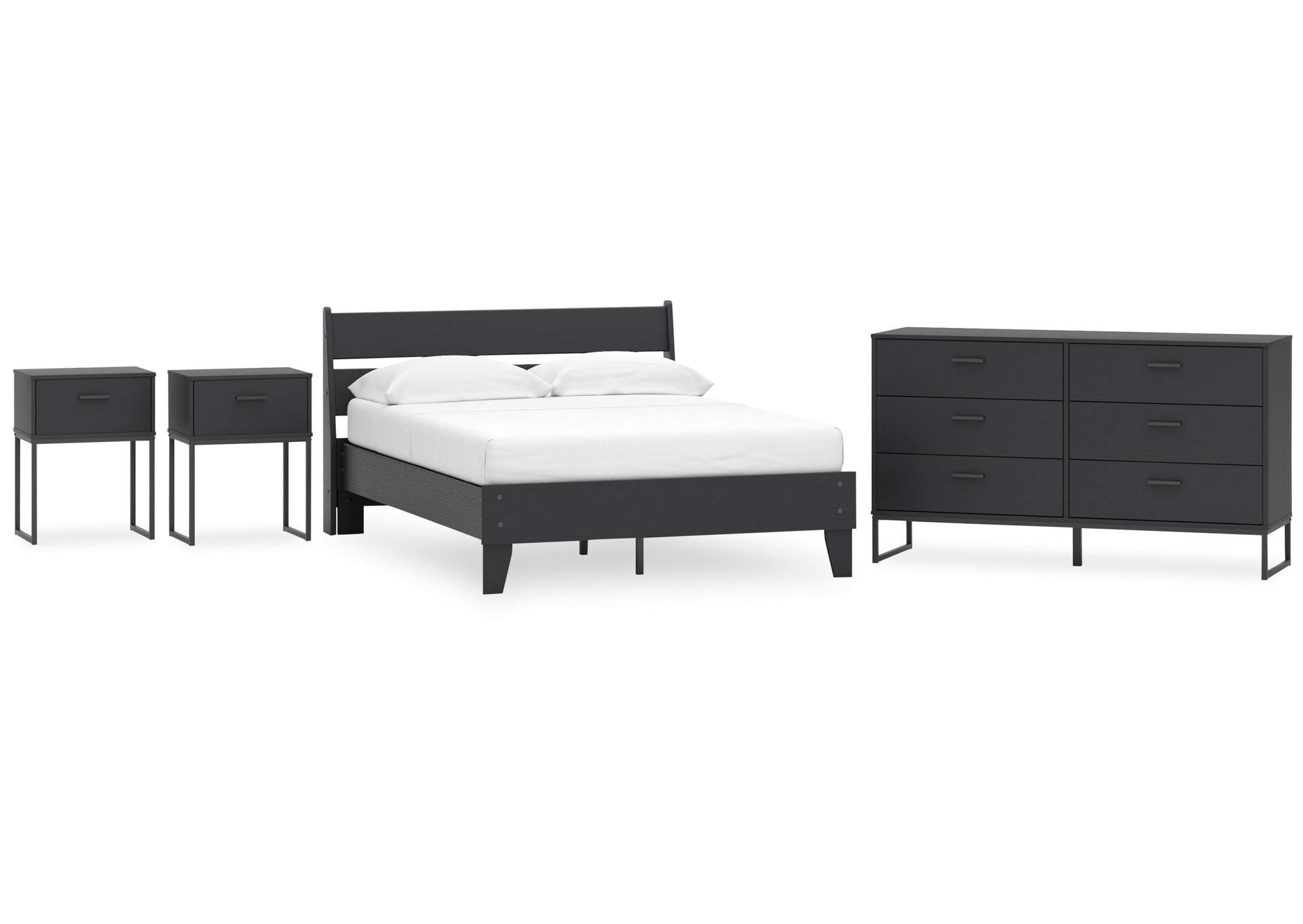 Socalle Full Panel Platform Bed, Dresser and 2 Nightstands