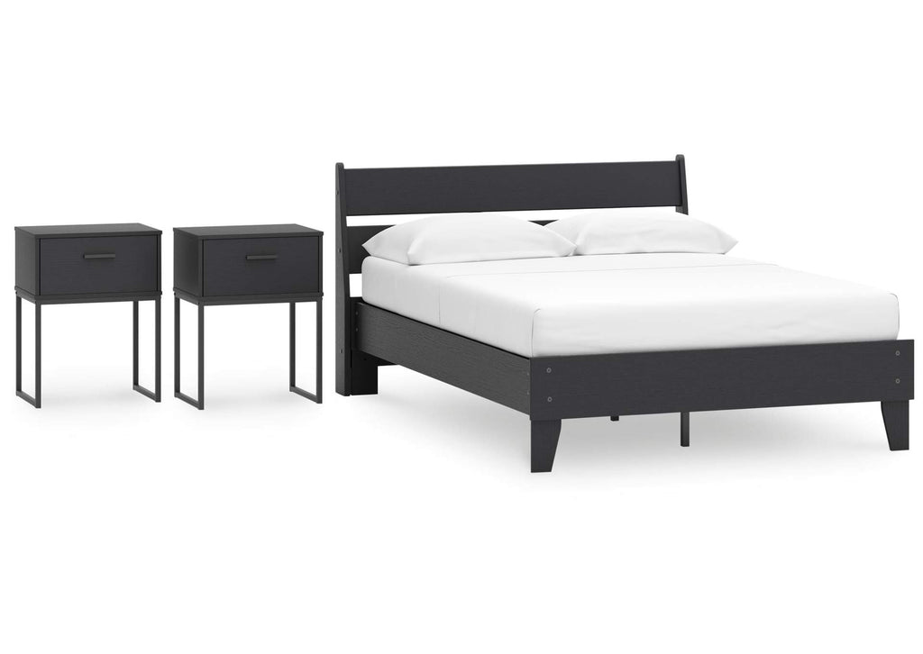 Socalle Full Panel Platform Bed and 2 Nightstands