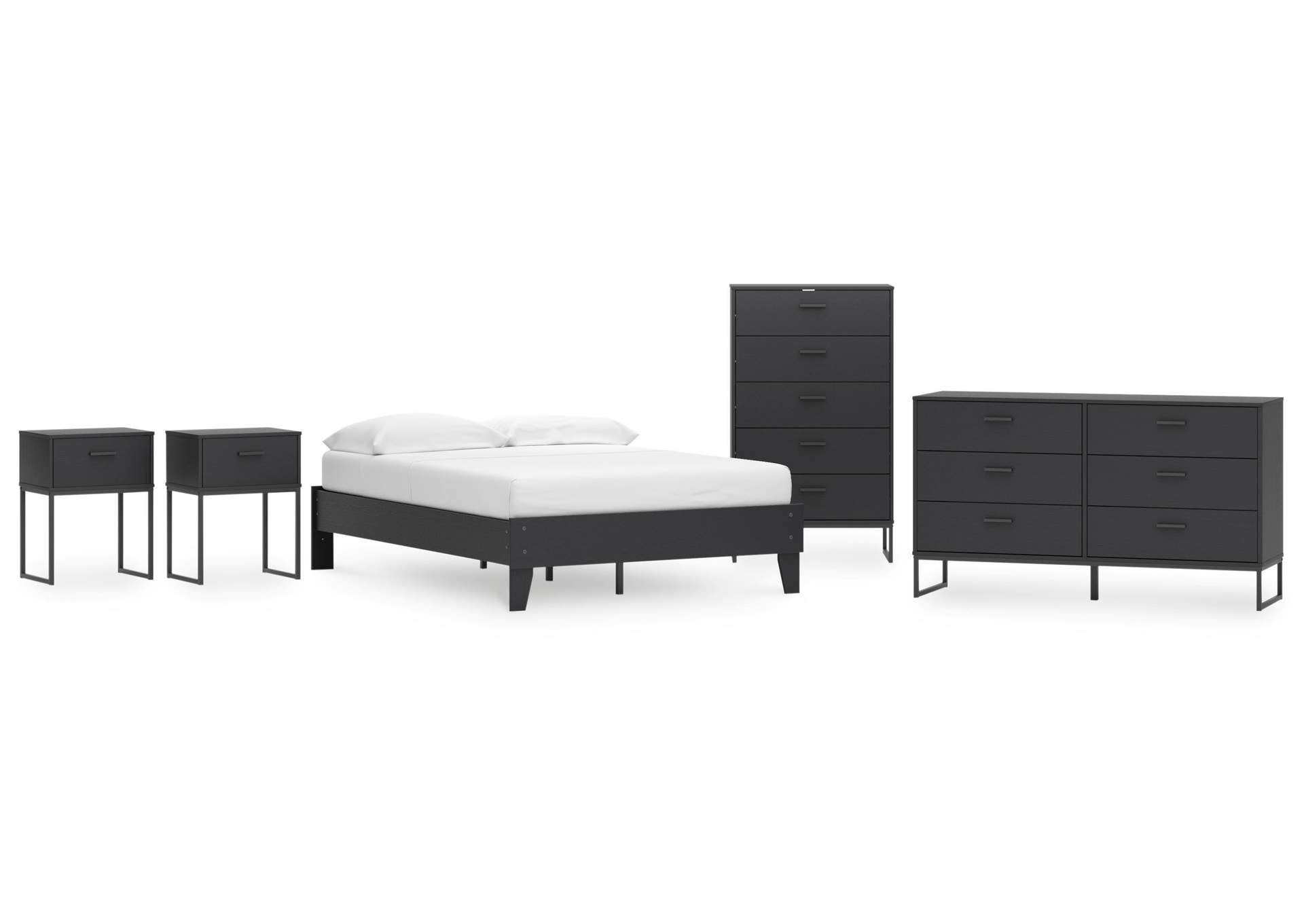 Socalle Full Platform Bed, Dresser, Chest and 2 Nightstands