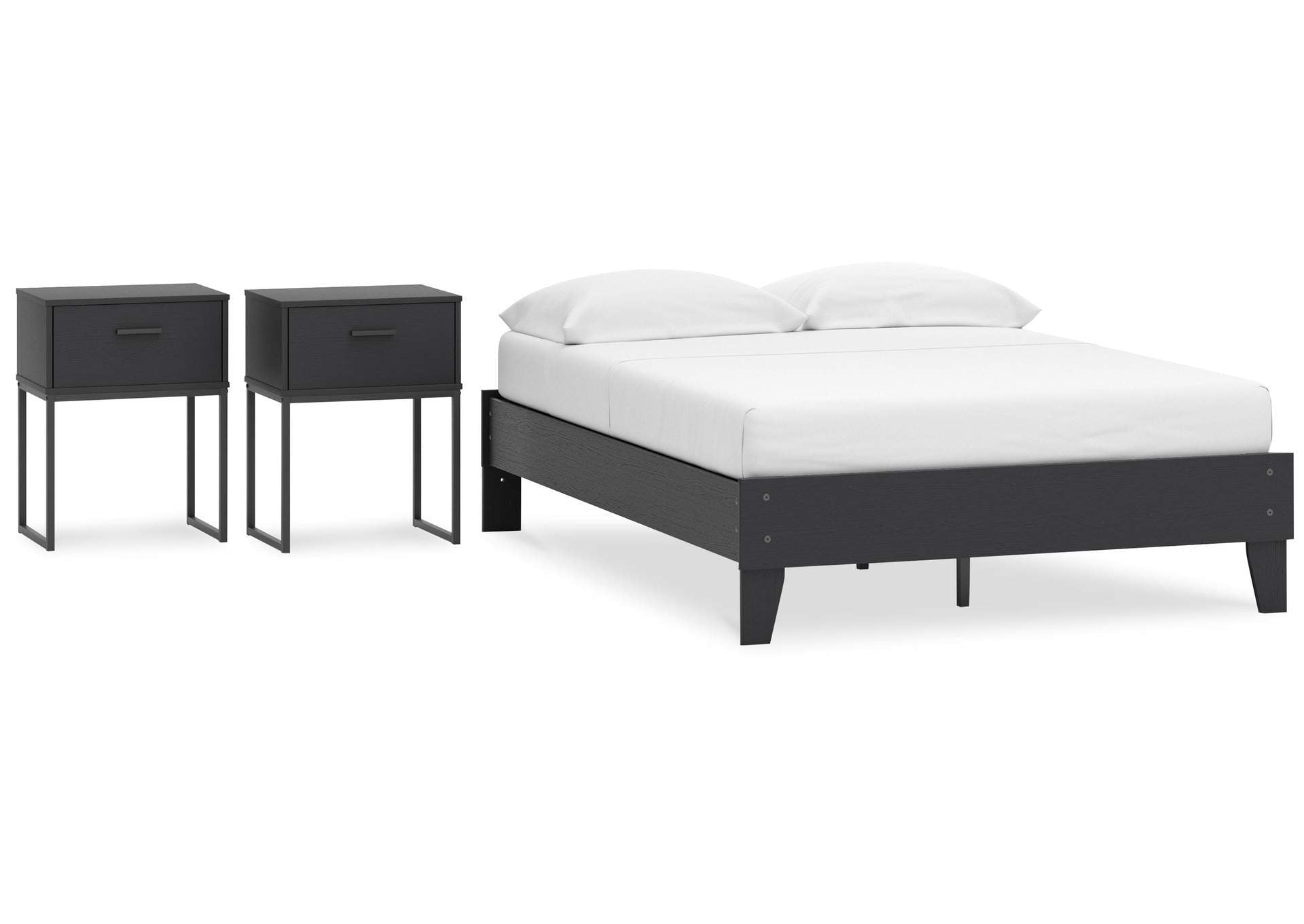 Socalle Full Platform Bed and 2 Nightstands