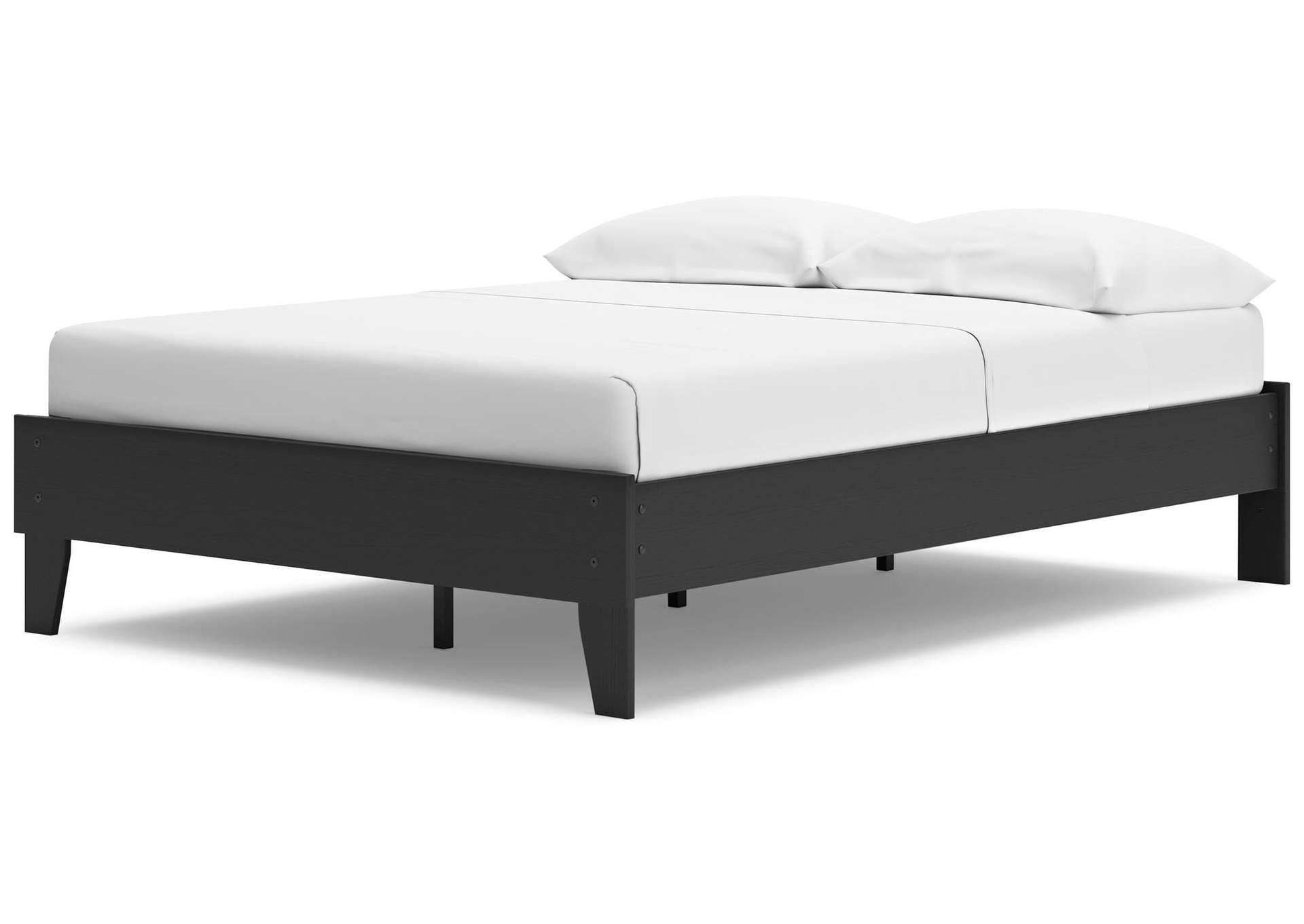 Socalle Full Platform Bed and 2 Nightstands angled view