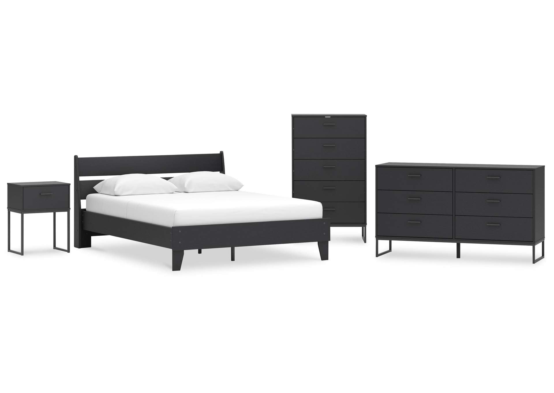 Socalle Queen Panel Platform Bed, Dresser, Chest and Nightstand