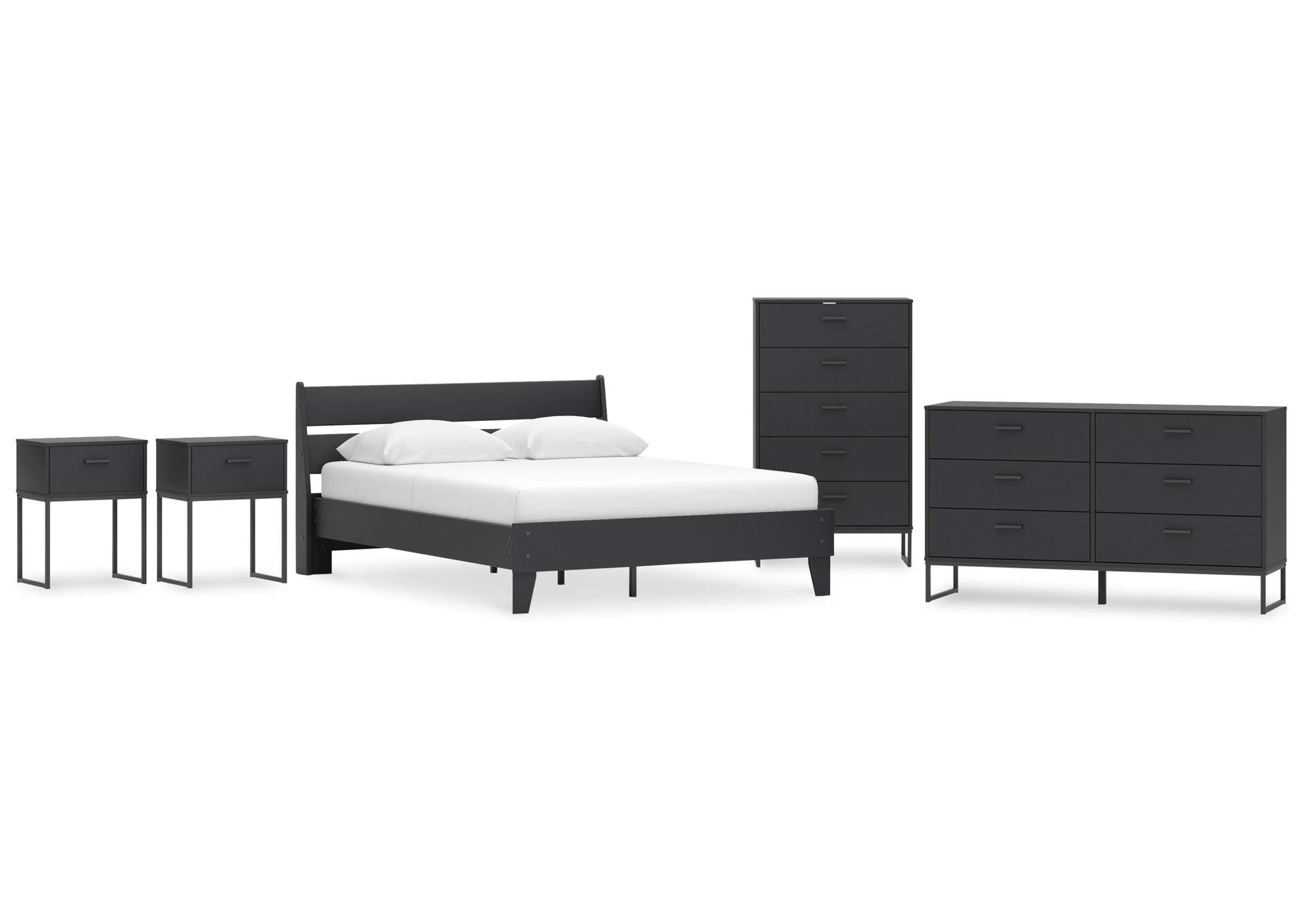 Socalle Queen Panel Platform Bed, Dresser, Chest and 2 Nightstands