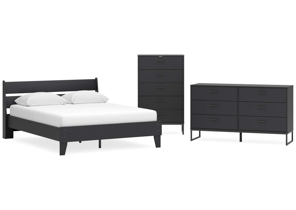 Socalle Queen Panel Platform Bed, Dresser and Chest