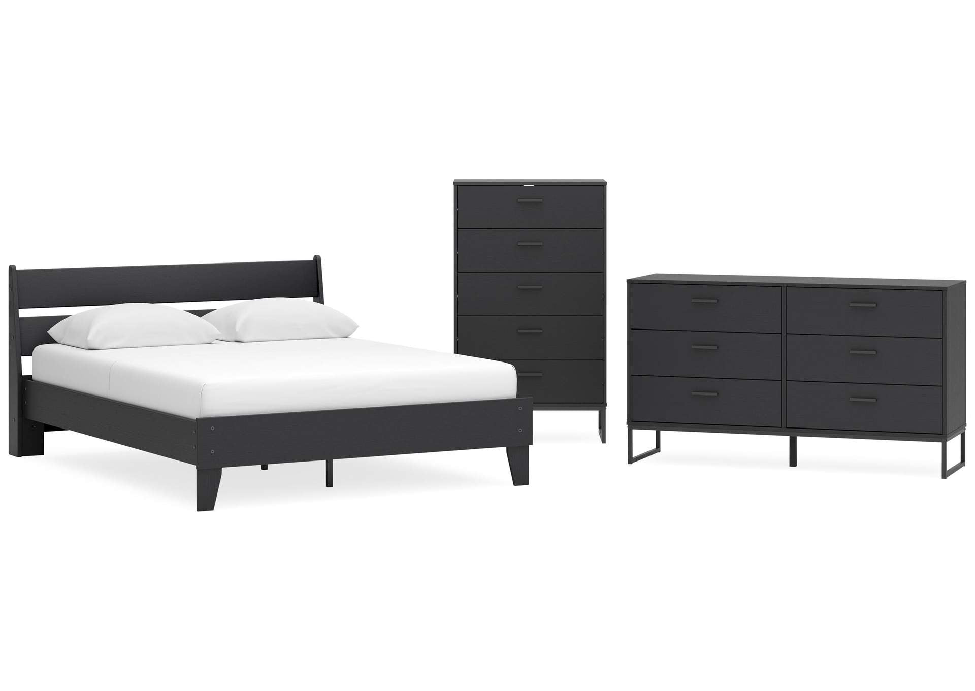 Socalle Queen Panel Platform Bed, Dresser and Chest