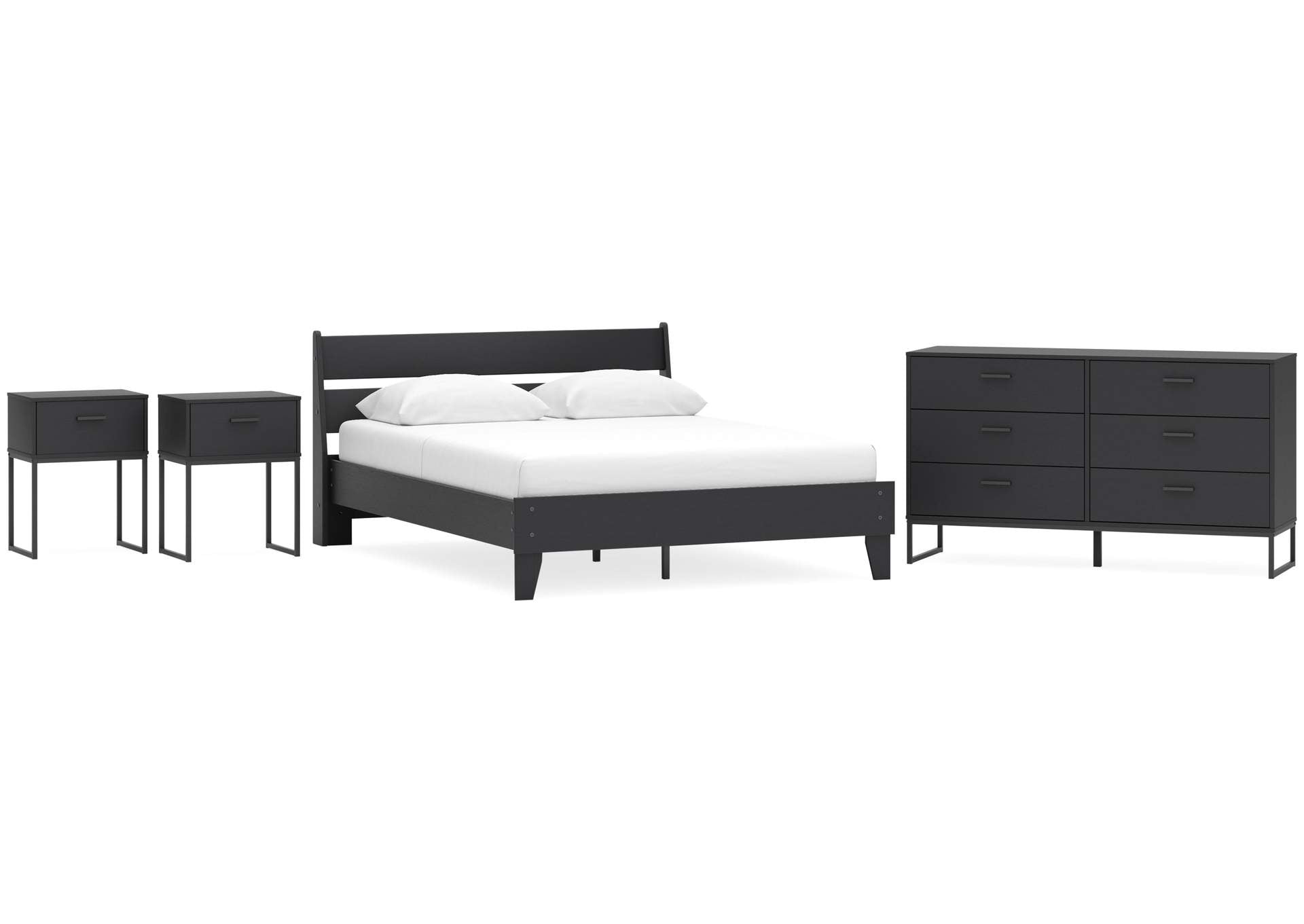 Socalle Queen Panel Platform Bed, Dresser and 2 Nightstands