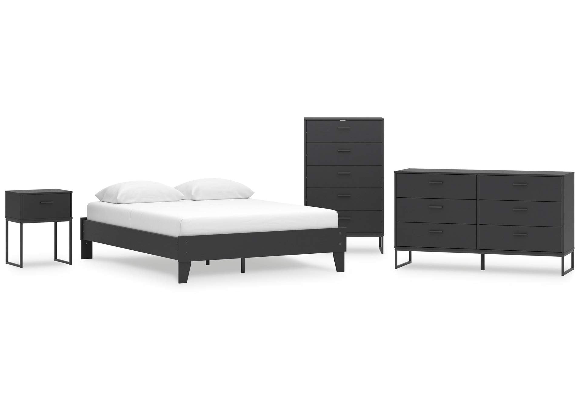Socalle Queen Platform Bed, Dresser, Chest and Nightstand