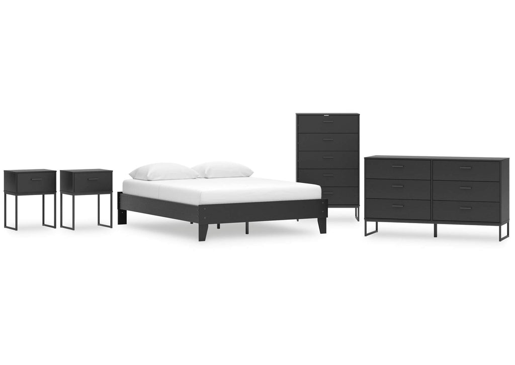 Socalle Queen Platform Bed, Dresser, Chest and 2 Nightstands