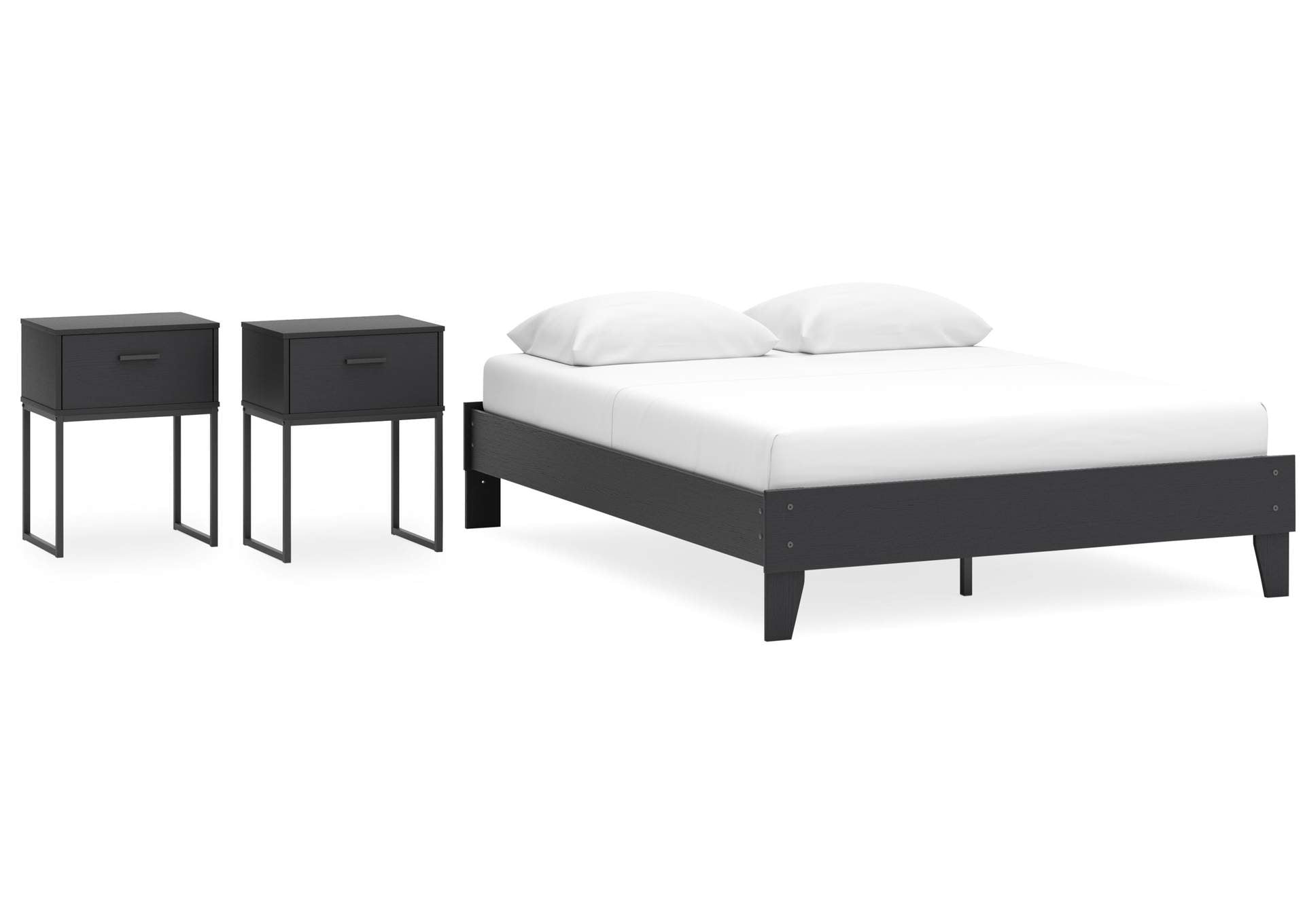 Socalle Queen Platform Bed and 2 Nightstands