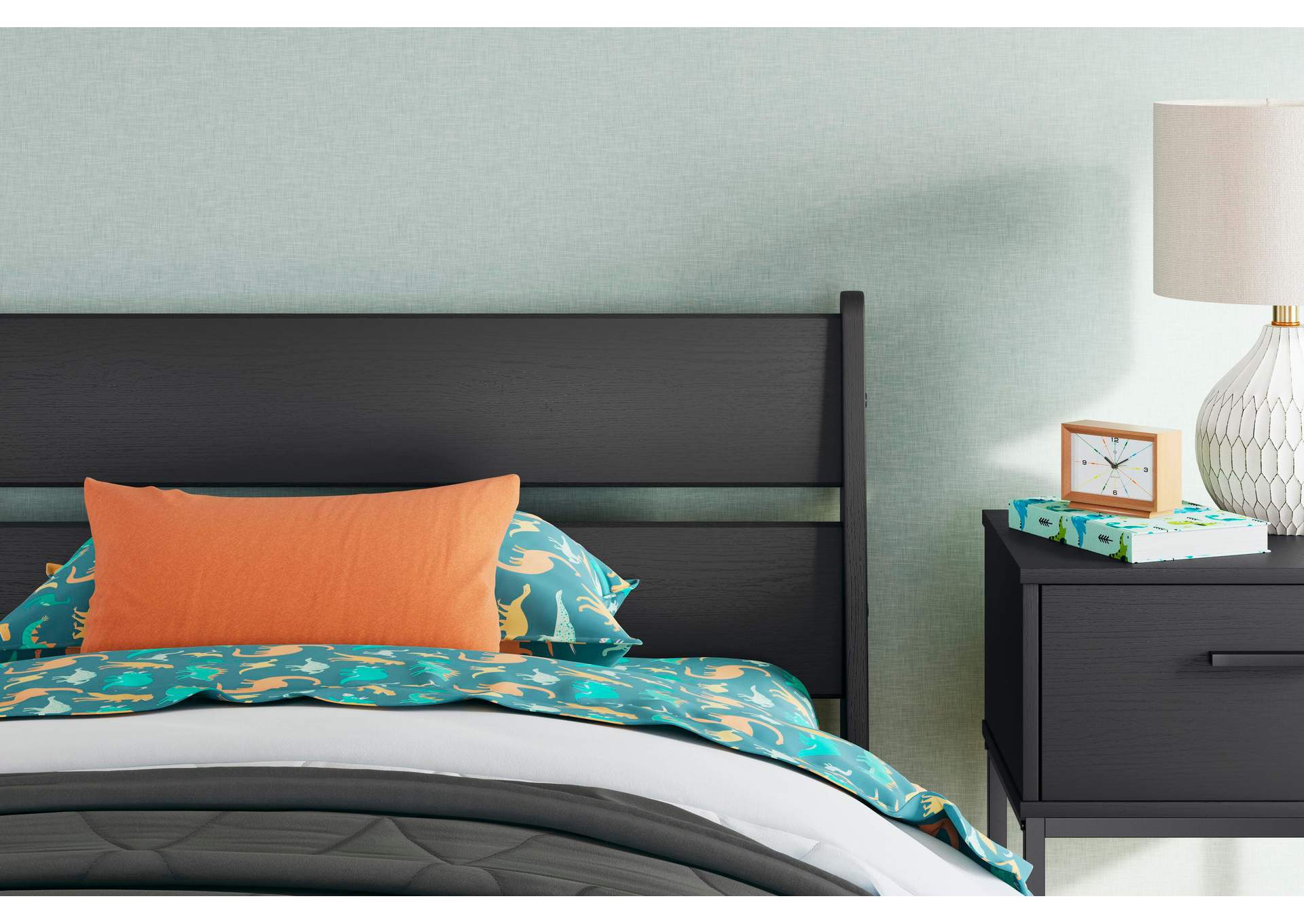 Socalle Twin Panel Platform Bed, Dresser, Chest and Nightstand detail