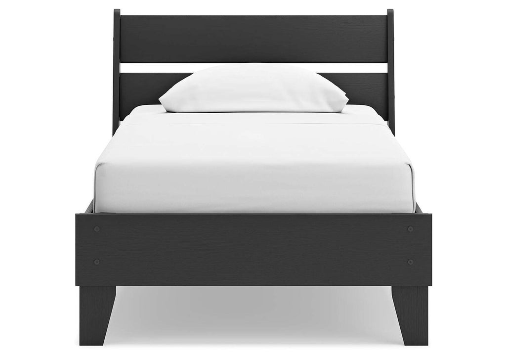Socalle Twin Panel Platform Bed, Dresser, Chest and Nightstand front view