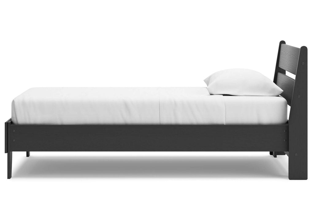 Socalle Twin Panel Platform Bed, Dresser, Chest and Nightstand side view