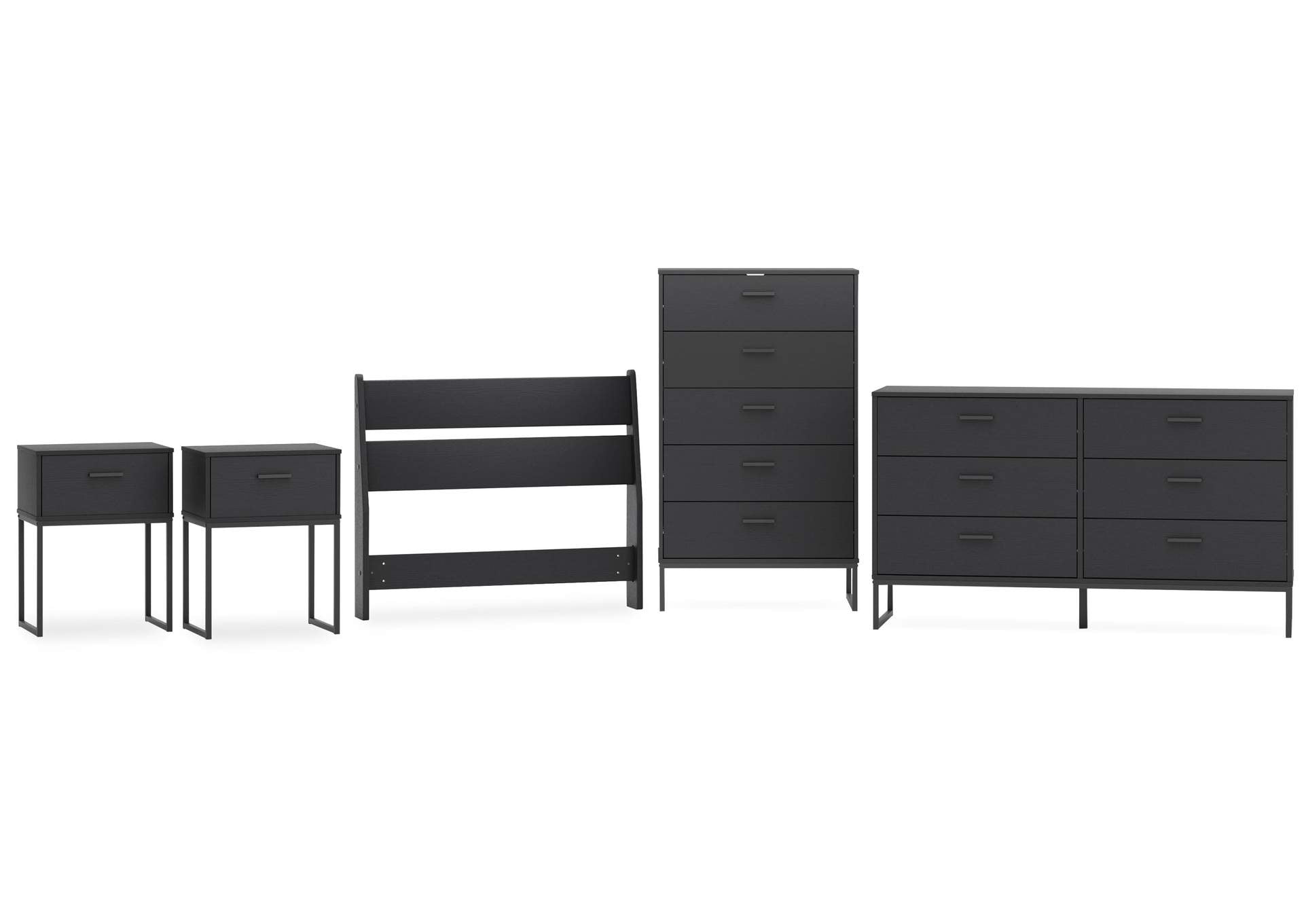 Socalle Twin Panel Headboard, Dresser, Chest and 2 Nightstands