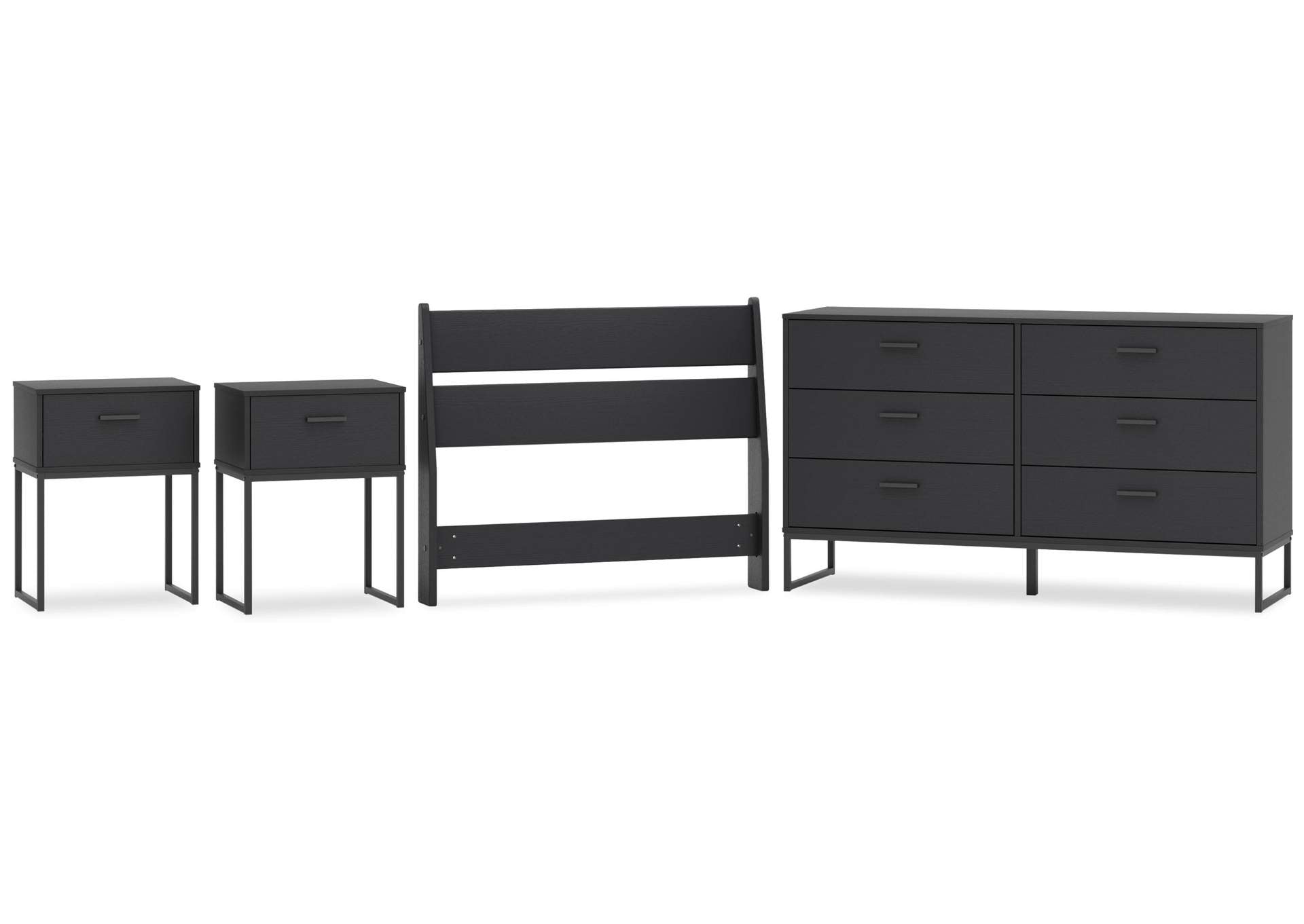 Socalle Twin Panel Headboard, Dresser and 2 Nightstands