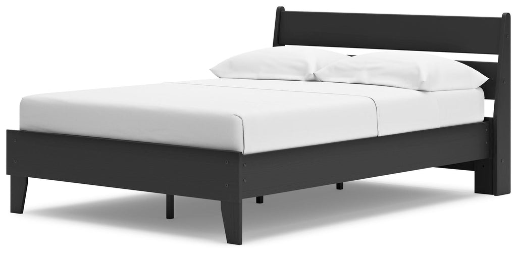 Socalle Full Panel Platform Bed in Black, angle view