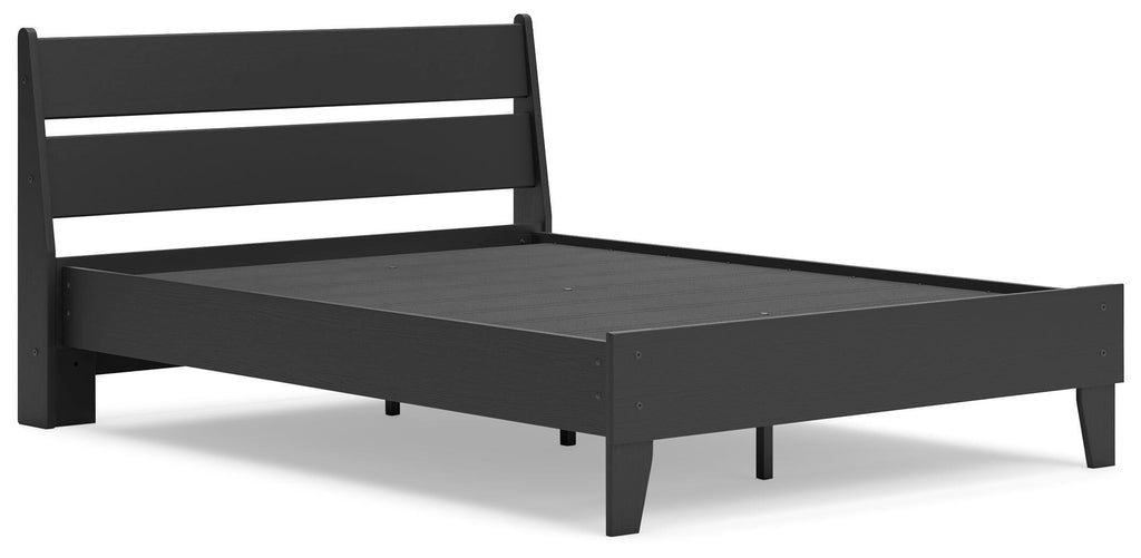Socalle Full Panel Platform Bed in Black, angle view