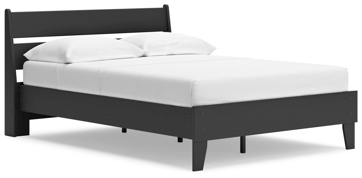 Socalle Full Panel Platform Bed in Black, angle view