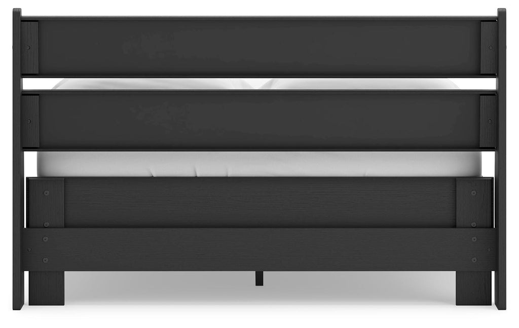 Socalle Full Panel Platform Bed in Black, back view