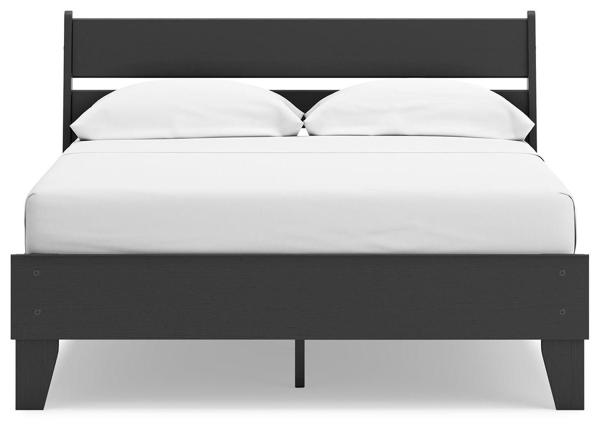 Socalle Full Panel Platform Bed in Black, front view