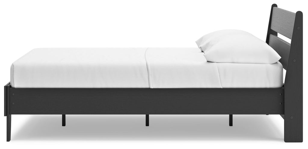 Socalle Full Panel Platform Bed in Black, alternate side view