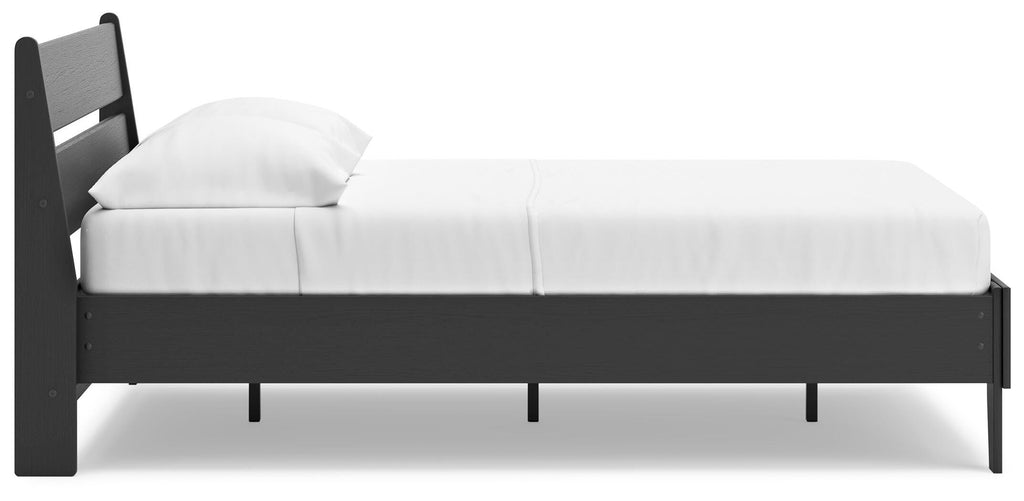 Socalle Full Panel Platform Bed in Black, side view