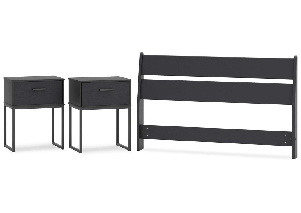 Socalle Full Panel Headboard and 2 Nightstands