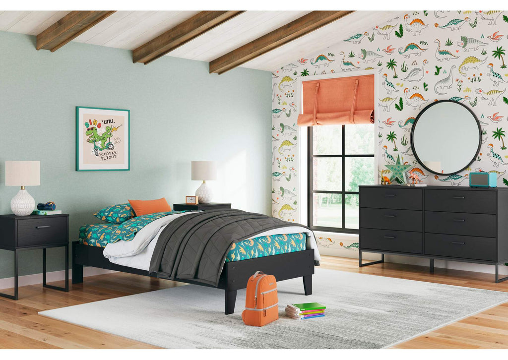 Socalle Twin Platform Bed, Dresser, Chest and 2 Nightstands