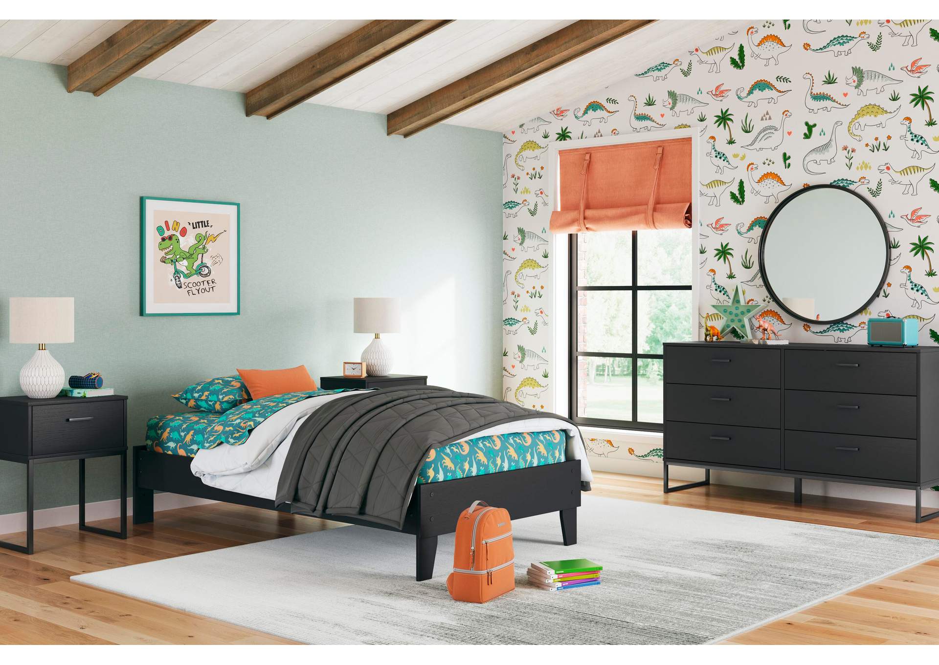 Socalle Twin Platform Bed, Dresser, Chest and 2 Nightstands