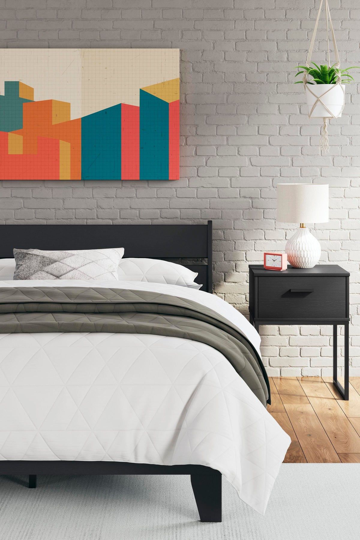 Socalle Full Panel Platform Bed in Black, lifestyle view