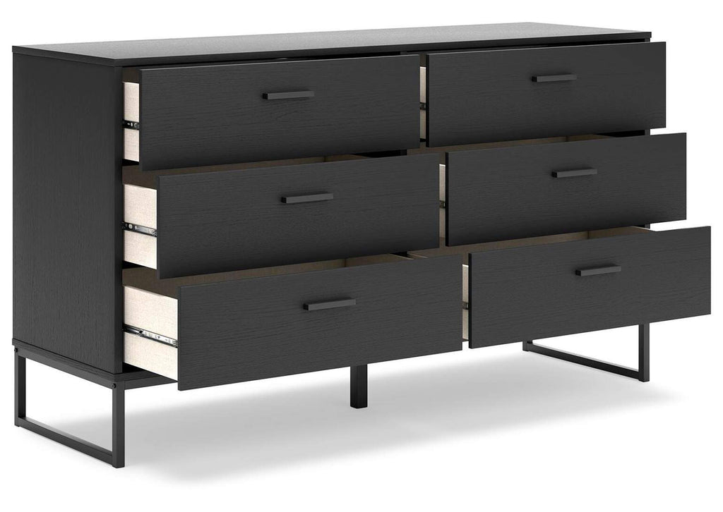 Socalle Queen Panel Platform Bed and Dresser angled view