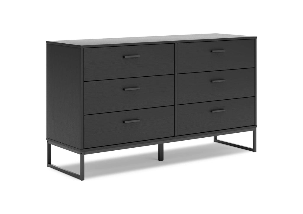 Socalle Twin Panel Platform Bed, Dresser and Nightstand angled view