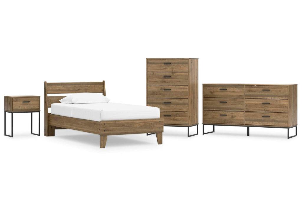 Deanlow Twin Platform Panel Bed, Dresser, Chest and Nightstand