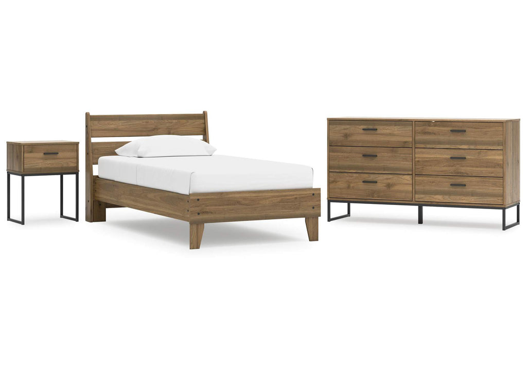Deanlow Twin Platform Panel Bed, Dresser and Nightstand
