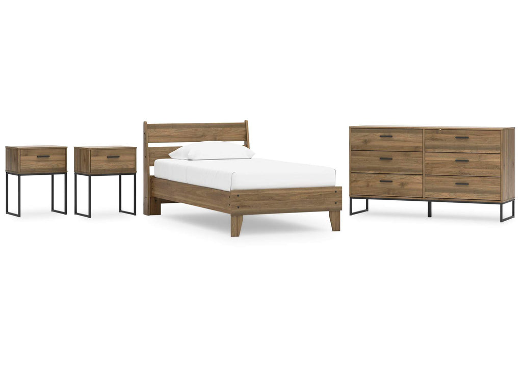 Deanlow Twin Platform Panel Bed, Dresser and 2 Nightstands