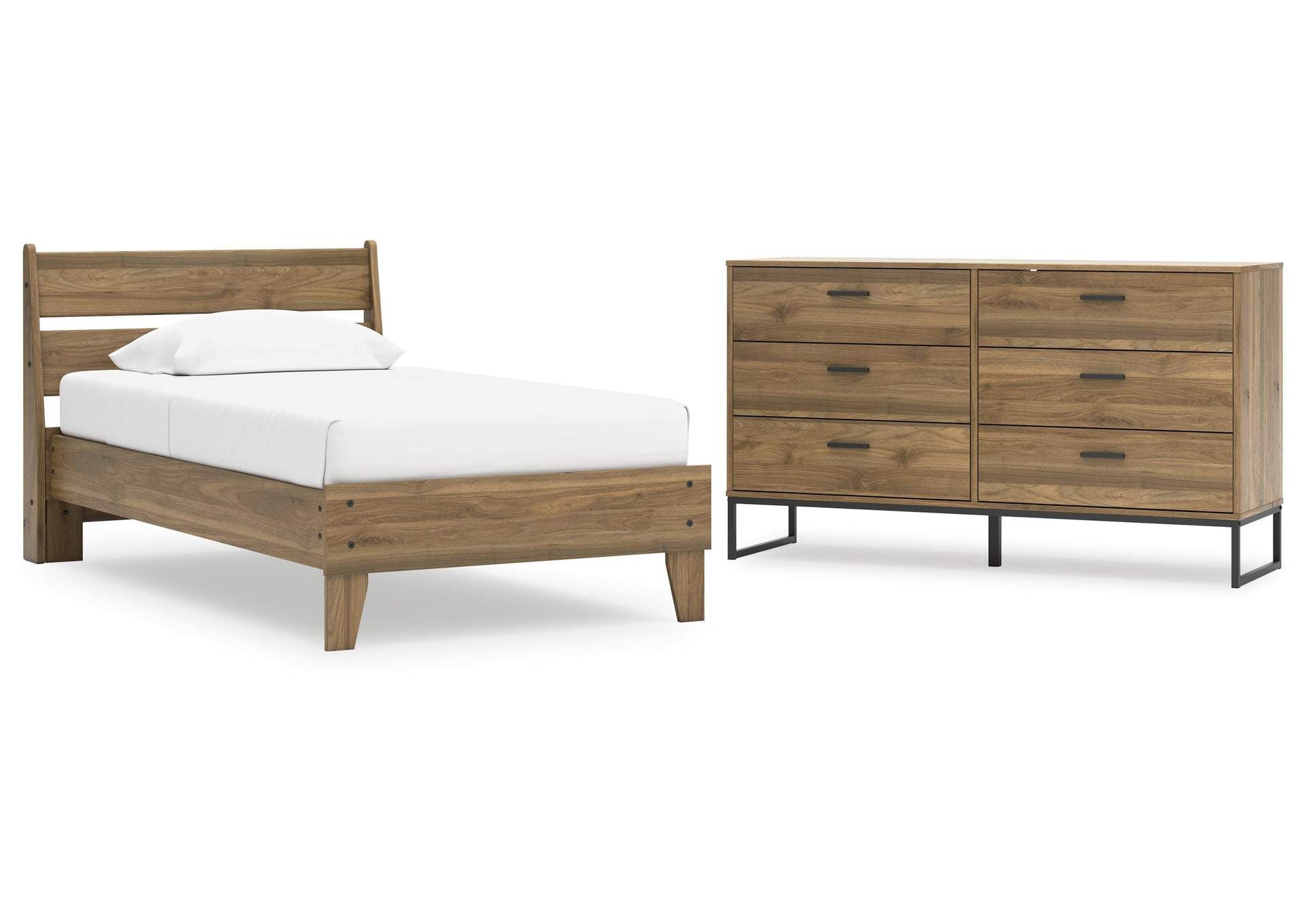 Deanlow Twin Platform Panel Bed and Dresser