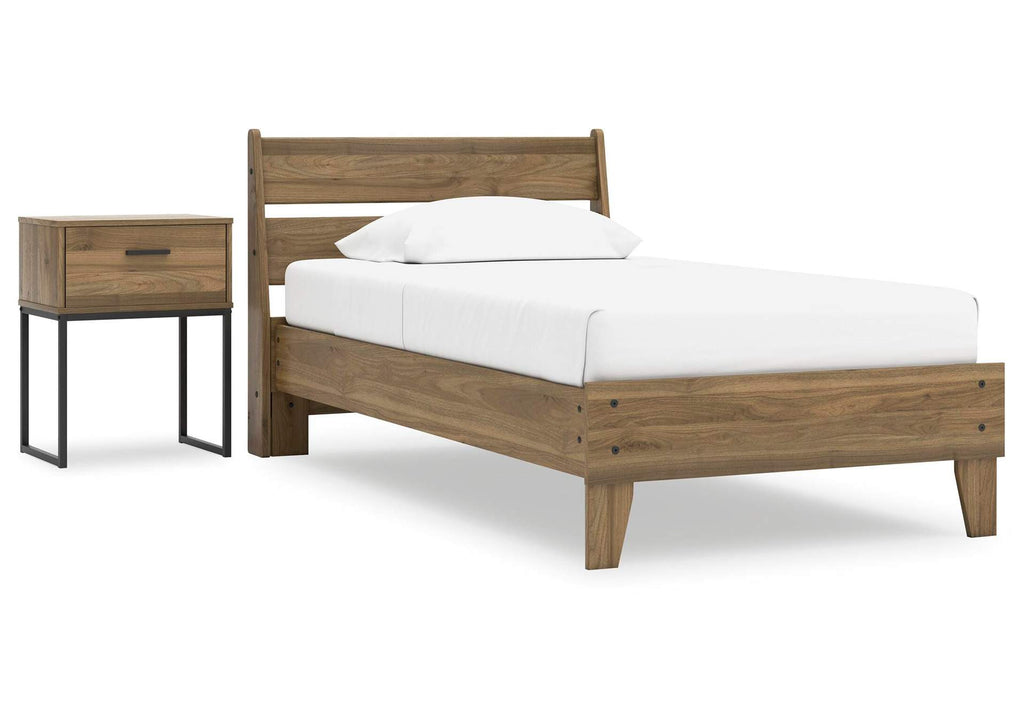 Deanlow Twin Platform Panel Bed and Nightstand