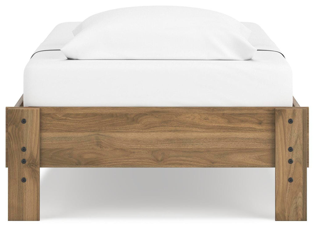 Deanlow Twin Platform Bed in Honey, back view