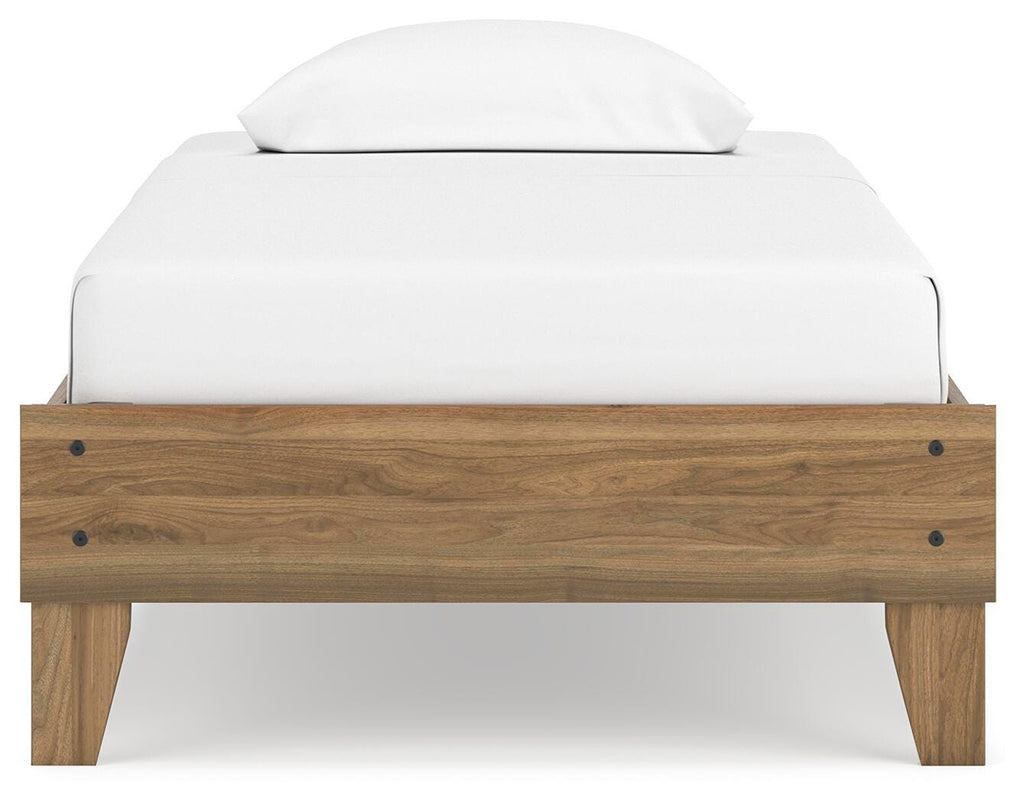 Deanlow Twin Platform Bed in Honey, front view