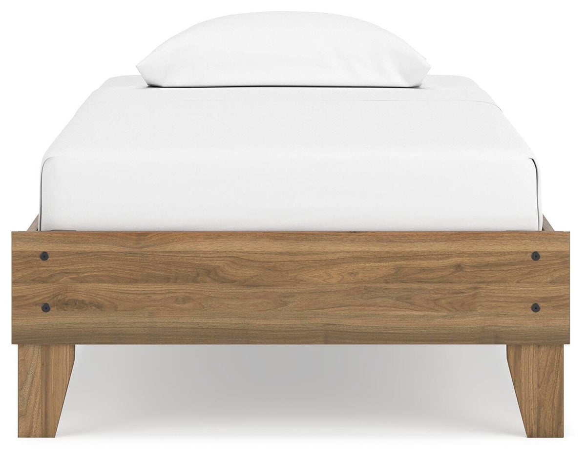 Deanlow Twin Platform Bed in Honey, front view