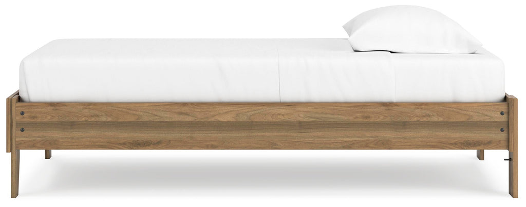Deanlow Twin Platform Bed in Honey, alternate side view