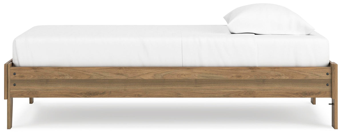 Deanlow Twin Platform Bed in Honey, alternate side view