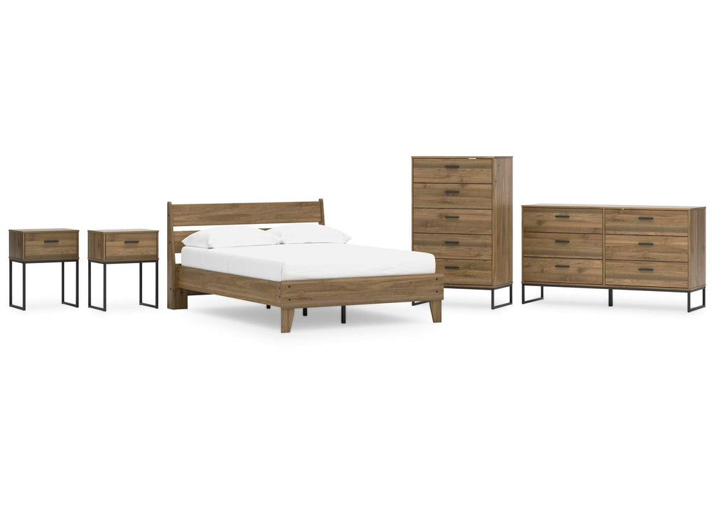Deanlow Full Platform Panel Bed, Dresser, Chest and 2 Nightstands