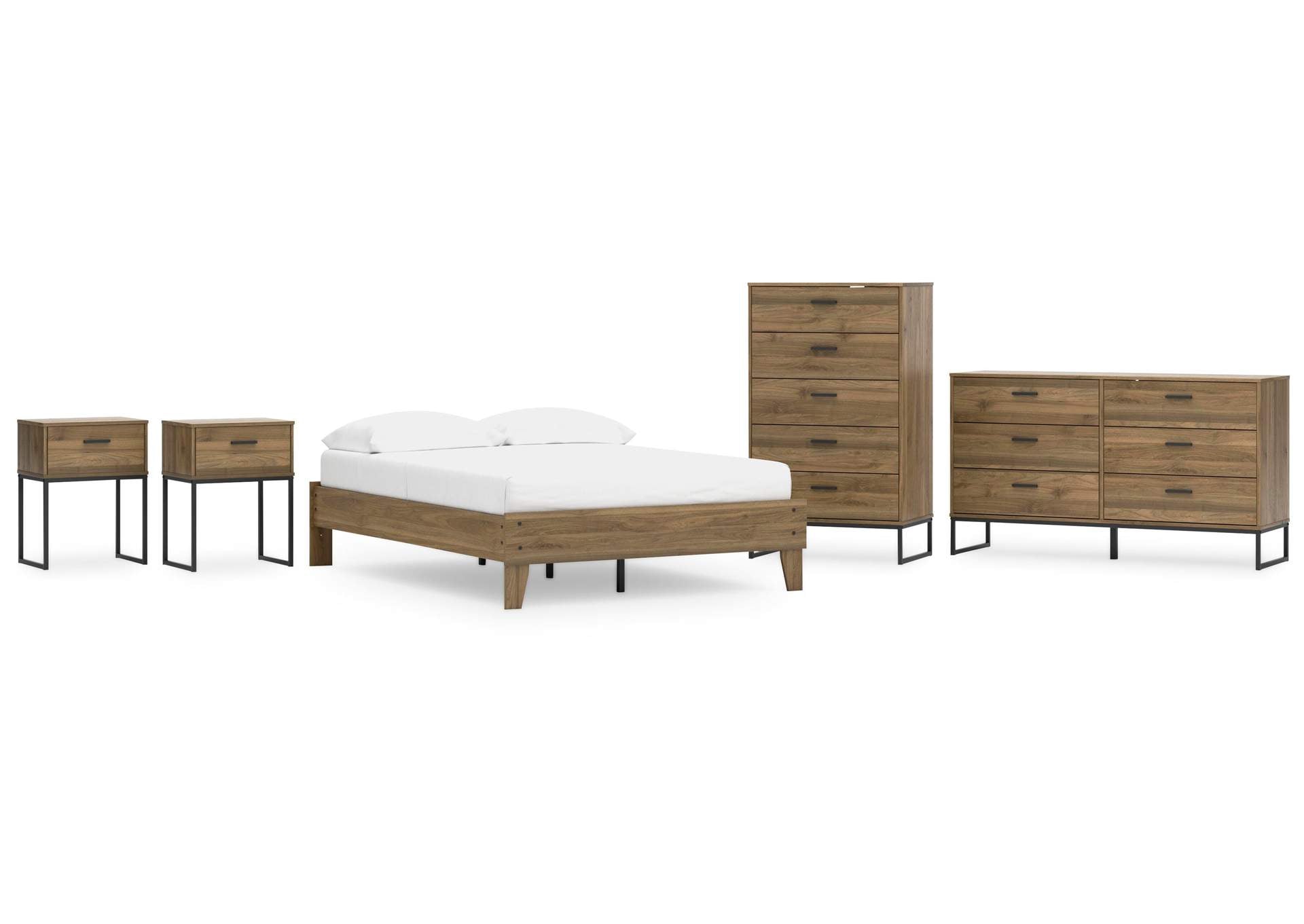 Deanlow Full Platform Bed, Dresser, Chest and 2 Nightstands